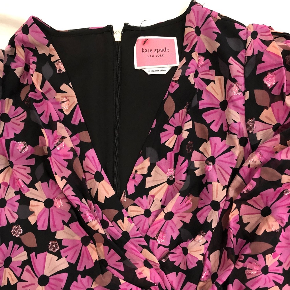 Kate Spade midi dress chiffon floral - Picture 3 of 6